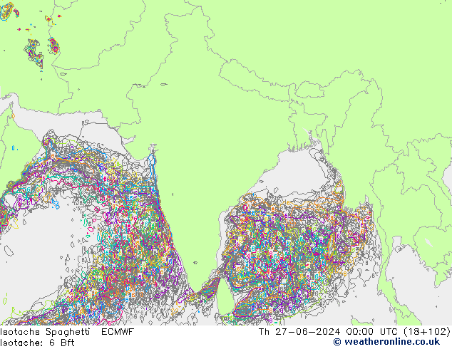 Isotachs Spaghetti ECMWF Th 27.06.2024 00 UTC