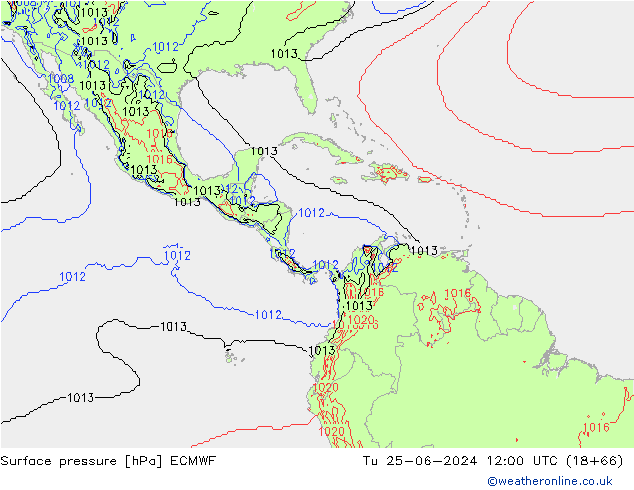 ciśnienie ECMWF wto. 25.06.2024 12 UTC