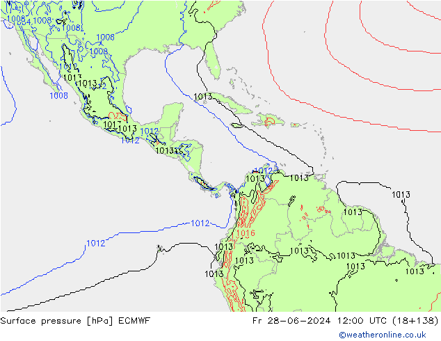 Pressione al suolo ECMWF ven 28.06.2024 12 UTC