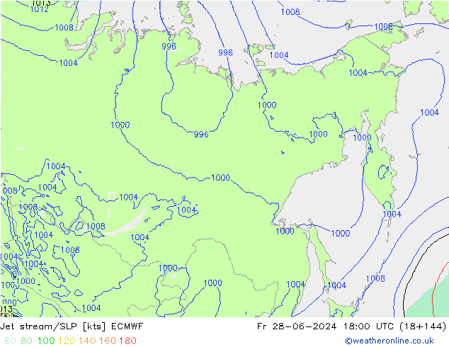 Jet stream/SLP ECMWF Fr 28.06.2024 18 UTC