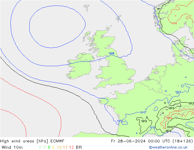 Izotacha ECMWF pt. 28.06.2024 00 UTC