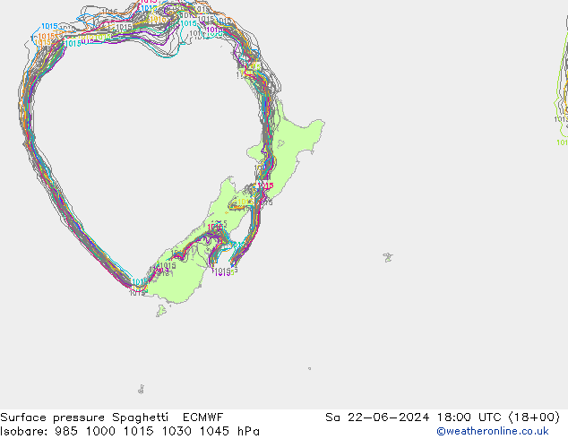 pression de l'air Spaghetti ECMWF sam 22.06.2024 18 UTC