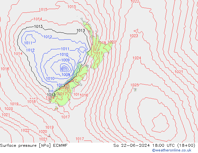 Luchtdruk (Grond) ECMWF za 22.06.2024 18 UTC