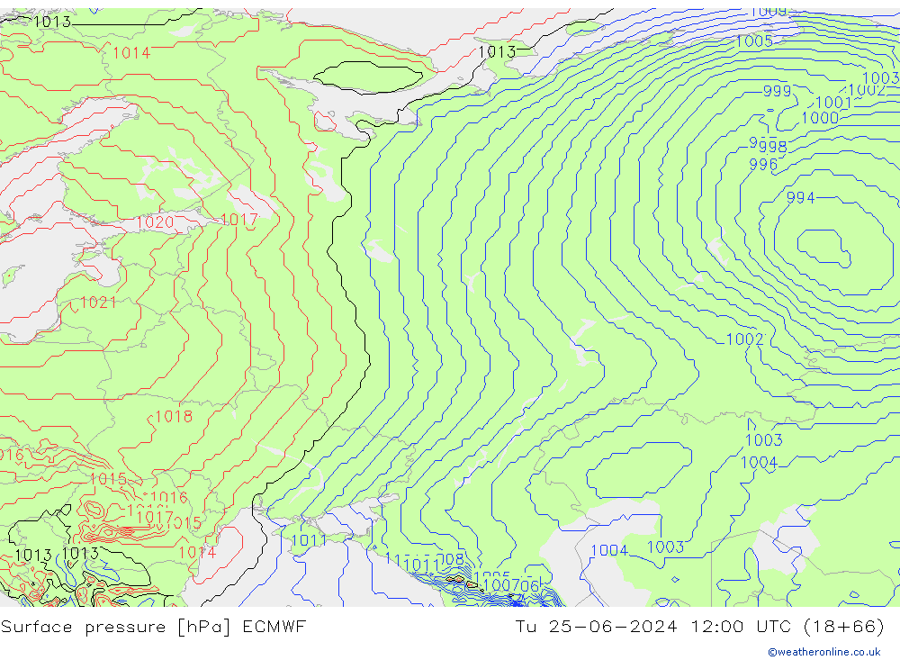 Pressione al suolo ECMWF mar 25.06.2024 12 UTC