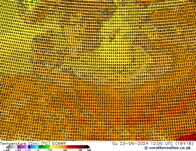 Temperature (2m) ECMWF Ne 23.06.2024 12 UTC