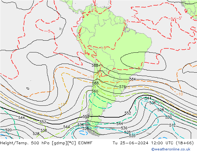 Height/Temp. 500 гПа ECMWF вт 25.06.2024 12 UTC