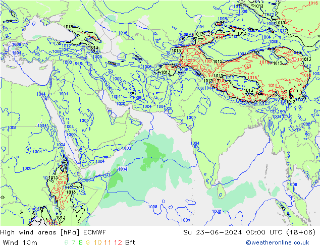 Windvelden ECMWF zo 23.06.2024 00 UTC