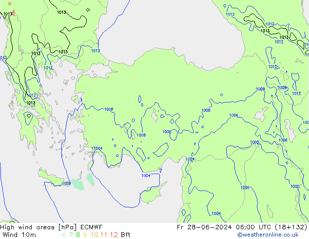 High wind areas ECMWF  28.06.2024 06 UTC