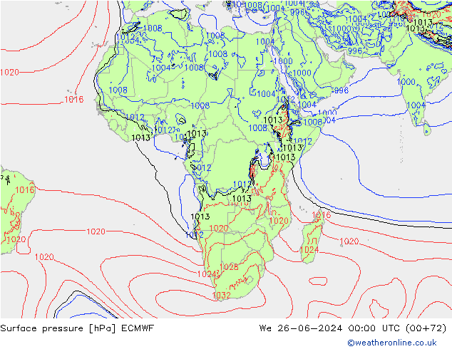 приземное давление ECMWF ср 26.06.2024 00 UTC