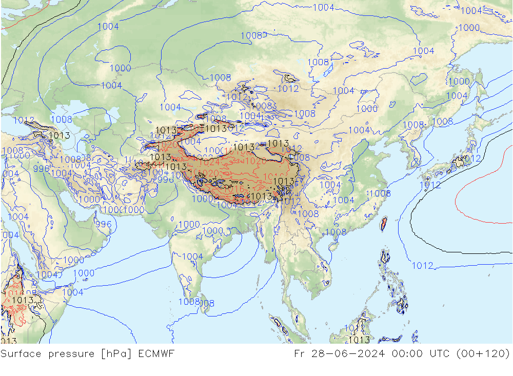 Yer basıncı ECMWF Cu 28.06.2024 00 UTC