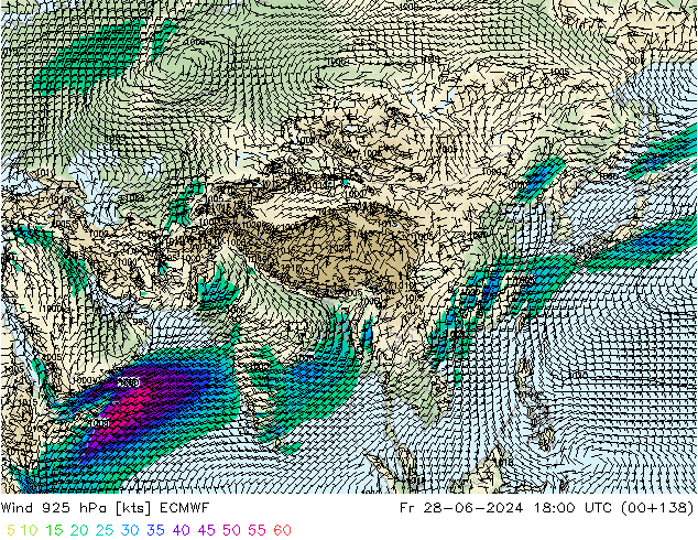 Viento 925 hPa ECMWF vie 28.06.2024 18 UTC