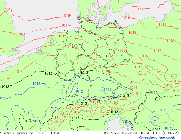 地面气压 ECMWF 星期三 26.06.2024 00 UTC