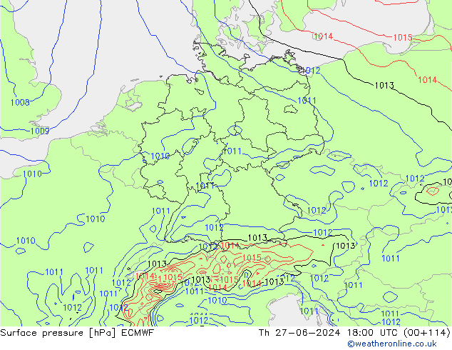 Bodendruck ECMWF Do 27.06.2024 18 UTC
