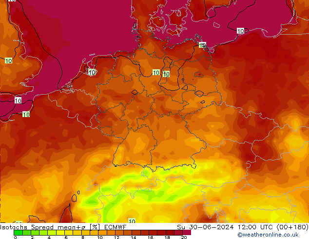 Isotachs Spread ECMWF Вс 30.06.2024 12 UTC