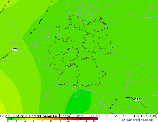 Height 500 hPa Spread ECMWF  27.06.2024 12 UTC