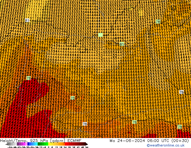 Géop./Temp. 925 hPa ECMWF lun 24.06.2024 06 UTC