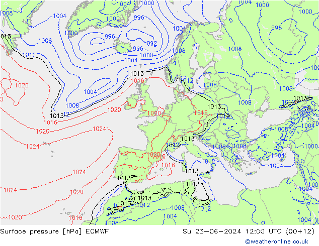 ciśnienie ECMWF nie. 23.06.2024 12 UTC