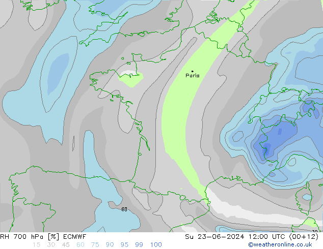 RH 700 hPa ECMWF So 23.06.2024 12 UTC