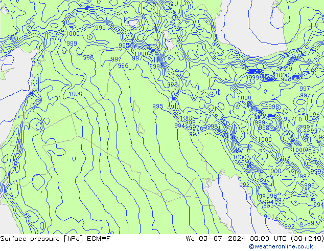 Atmosférický tlak ECMWF St 03.07.2024 00 UTC