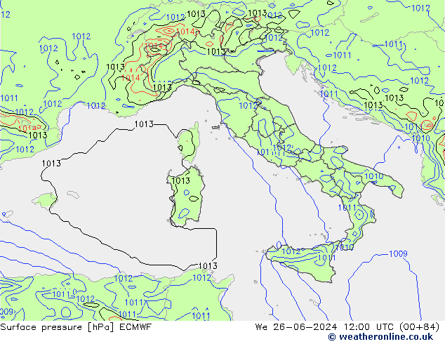 pression de l'air ECMWF mer 26.06.2024 12 UTC