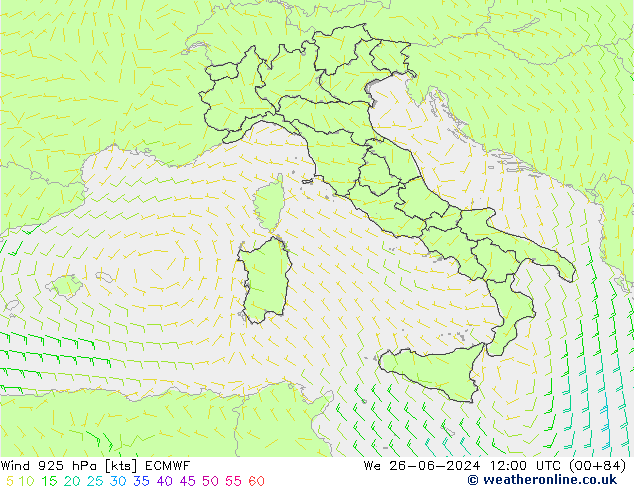 Wind 925 hPa ECMWF wo 26.06.2024 12 UTC