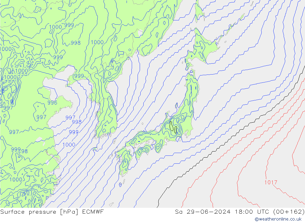 Luchtdruk (Grond) ECMWF za 29.06.2024 18 UTC