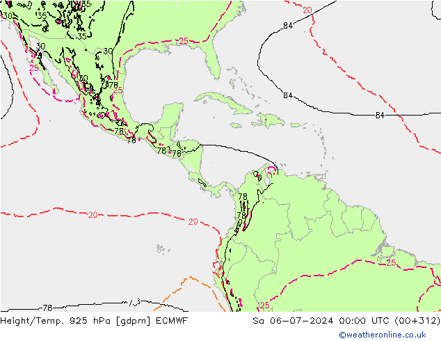 Height/Temp. 925 hPa ECMWF so. 06.07.2024 00 UTC