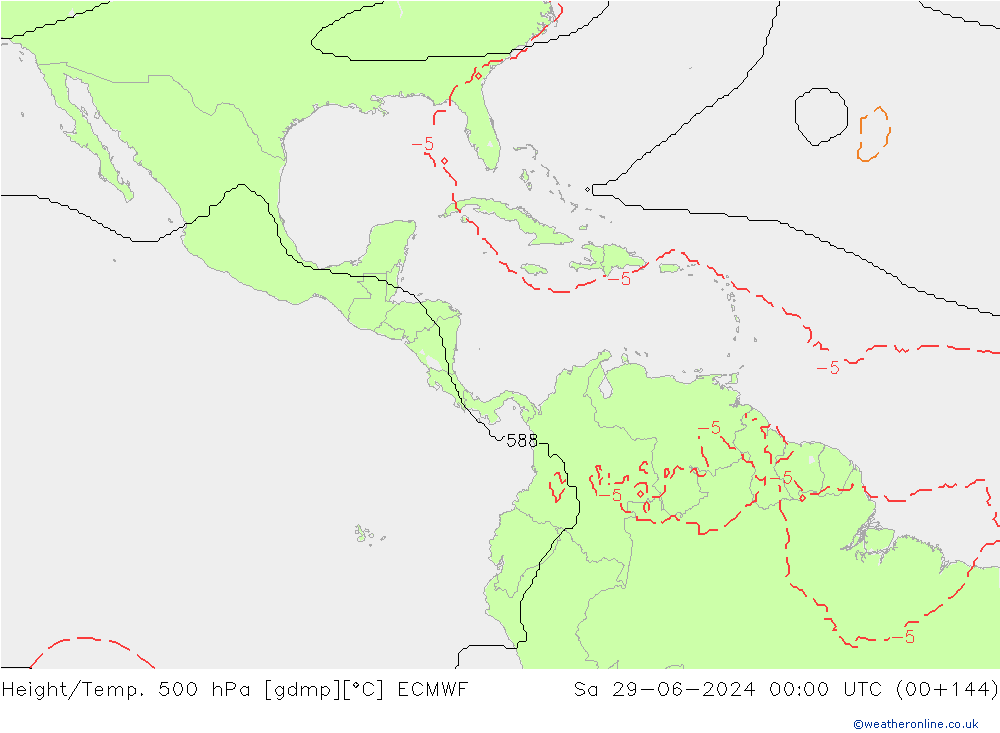 Geop./Temp. 500 hPa ECMWF sáb 29.06.2024 00 UTC