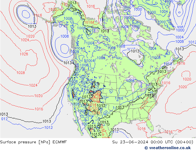 地面气压 ECMWF 星期日 23.06.2024 00 UTC