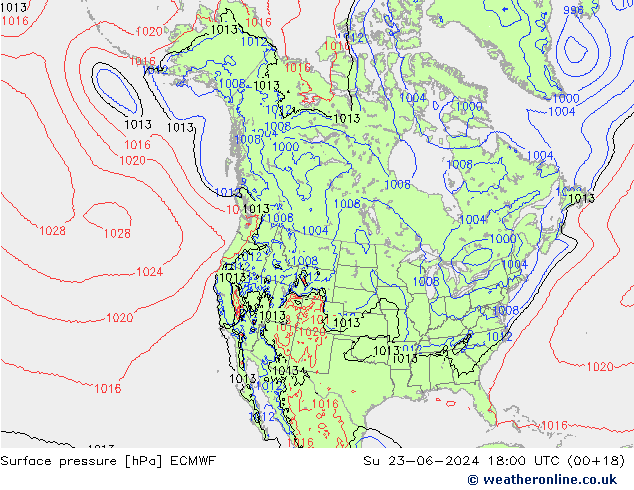 приземное давление ECMWF Вс 23.06.2024 18 UTC