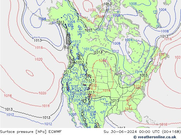 Surface pressure ECMWF Su 30.06.2024 00 UTC