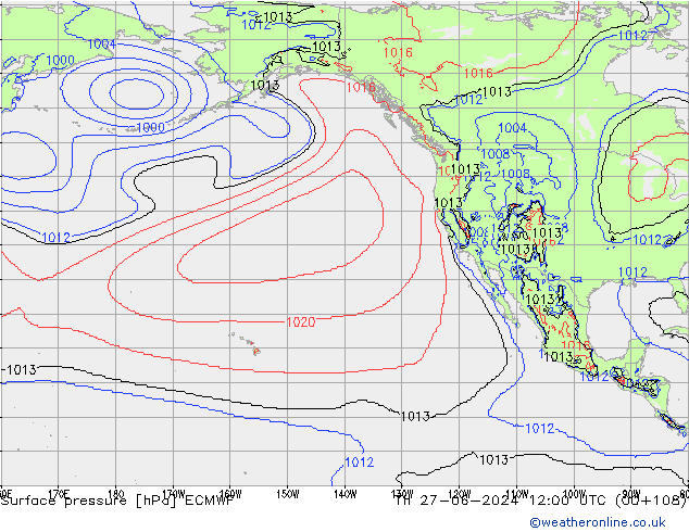 Surface pressure ECMWF Th 27.06.2024 12 UTC