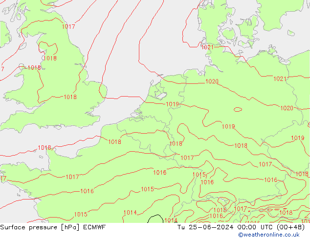 приземное давление ECMWF вт 25.06.2024 00 UTC