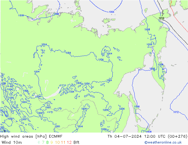 yüksek rüzgarlı alanlar ECMWF Per 04.07.2024 12 UTC