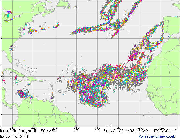 Izotacha Spaghetti ECMWF nie. 23.06.2024 06 UTC