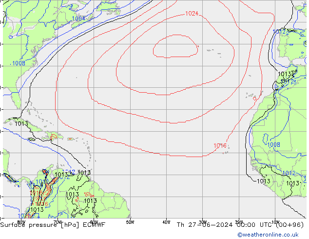 Surface pressure ECMWF Th 27.06.2024 00 UTC