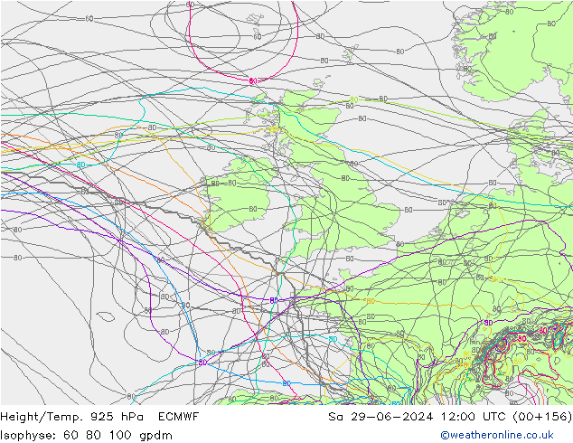 Height/Temp. 925 гПа ECMWF сб 29.06.2024 12 UTC