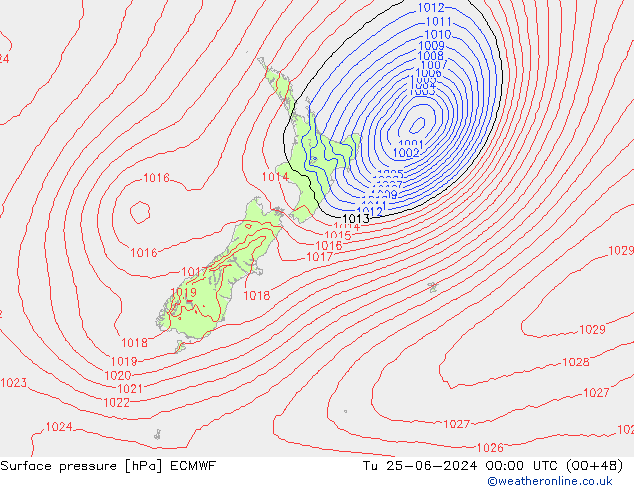 Yer basıncı ECMWF Sa 25.06.2024 00 UTC