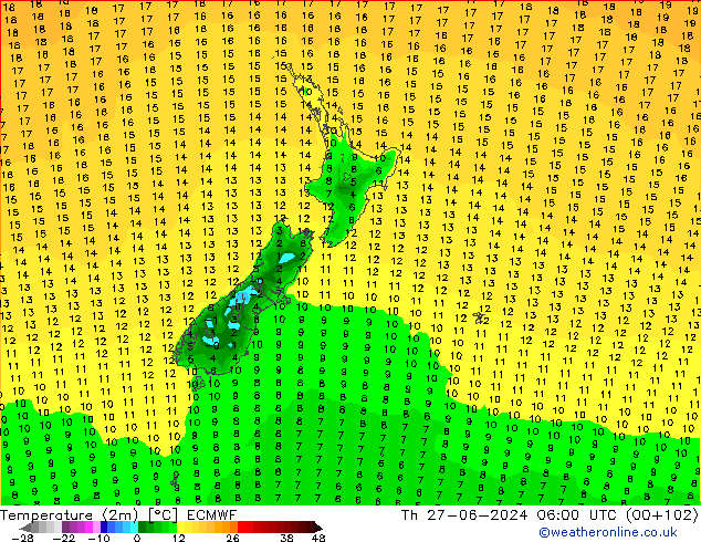 карта температуры ECMWF чт 27.06.2024 06 UTC