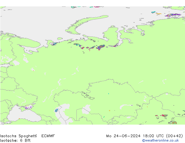 Isotachs Spaghetti ECMWF Po 24.06.2024 18 UTC