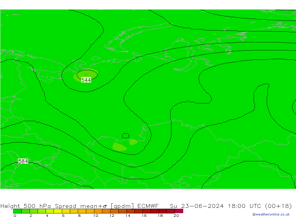 Géop. 500 hPa Spread ECMWF dim 23.06.2024 18 UTC