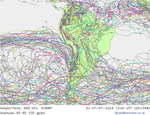 Height/Temp. 925 hPa ECMWF Su 07.07.2024 12 UTC