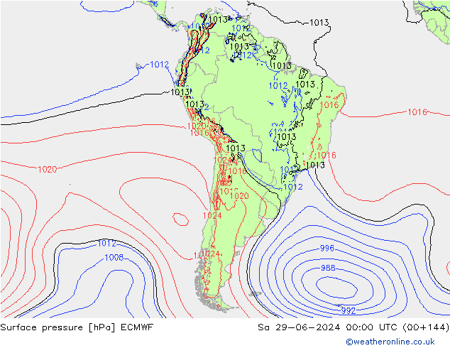 pression de l'air ECMWF sam 29.06.2024 00 UTC