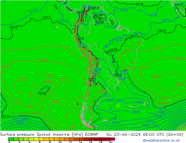 pression de l'air Spread ECMWF dim 23.06.2024 06 UTC