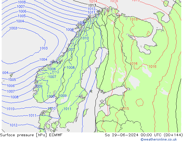 Pressione al suolo ECMWF sab 29.06.2024 00 UTC