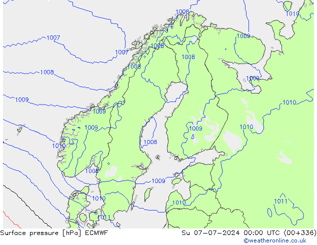 Surface pressure ECMWF Su 07.07.2024 00 UTC