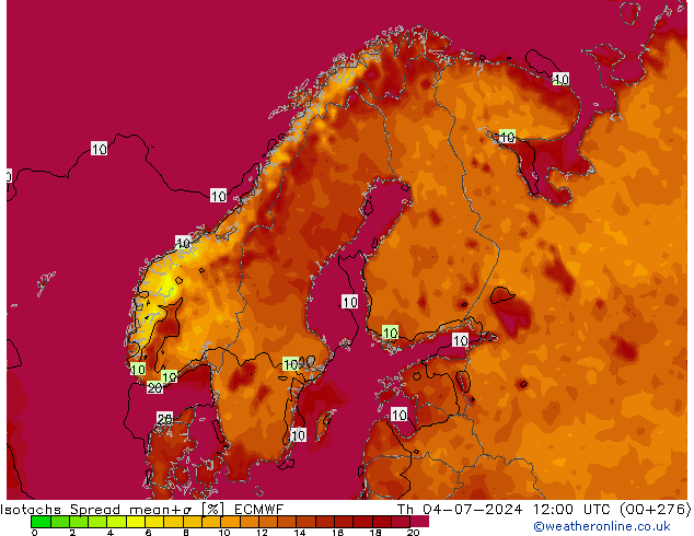 Isotaca Spread ECMWF jue 04.07.2024 12 UTC