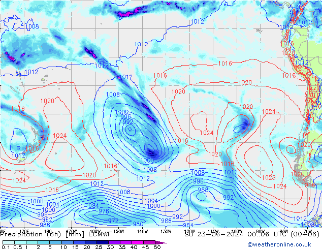 Precipitación (6h) ECMWF dom 23.06.2024 06 UTC