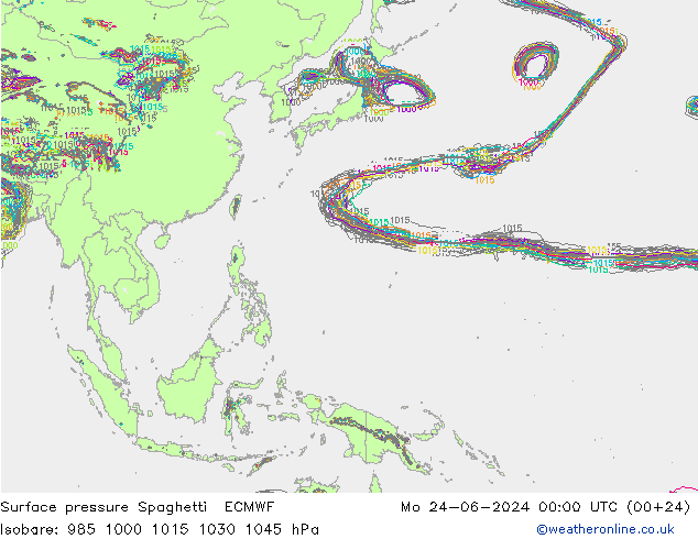 Atmosférický tlak Spaghetti ECMWF Po 24.06.2024 00 UTC