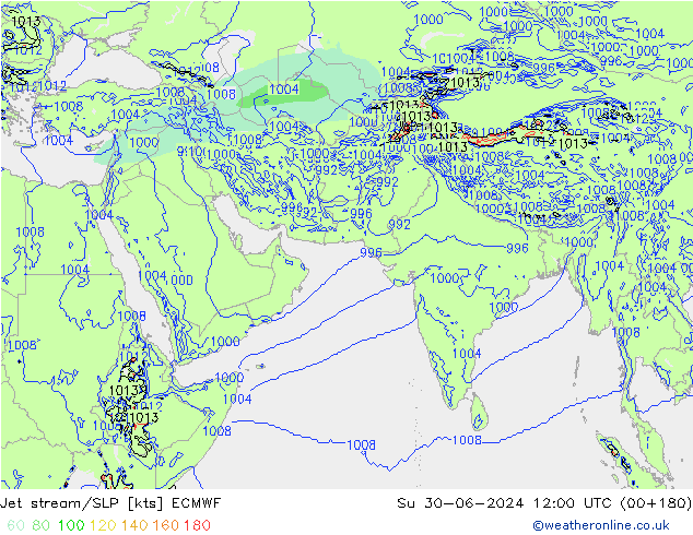 Corrente a getto ECMWF dom 30.06.2024 12 UTC